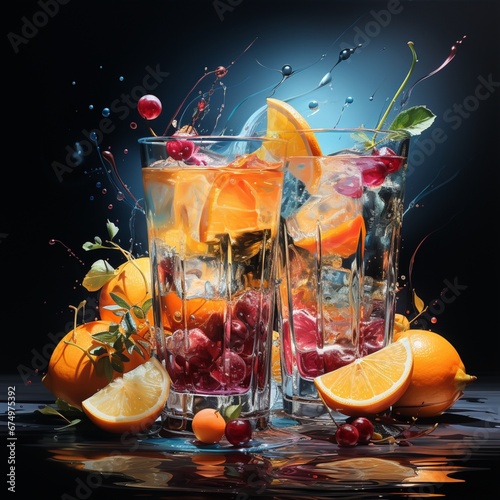 Cocktail real style illustration wallpaper masterpi Ai generated art photo