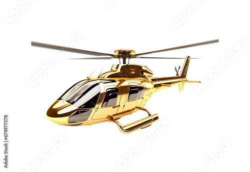 Golden helicopter flying