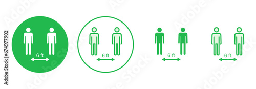 Social distance icon set. social distancing icon. self quarantine sign