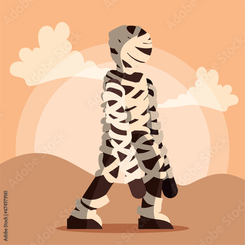 Mummy in the desert Fantasy character Vector