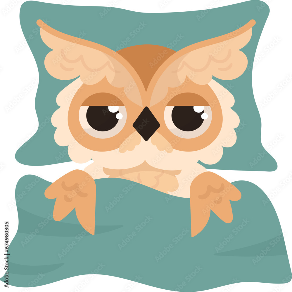 Fototapeta premium Owl Bird In Bed