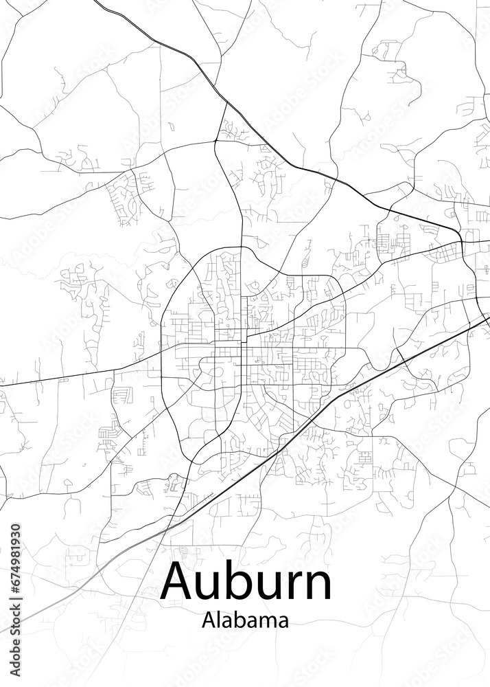 Auburn Alabama minimalist map
