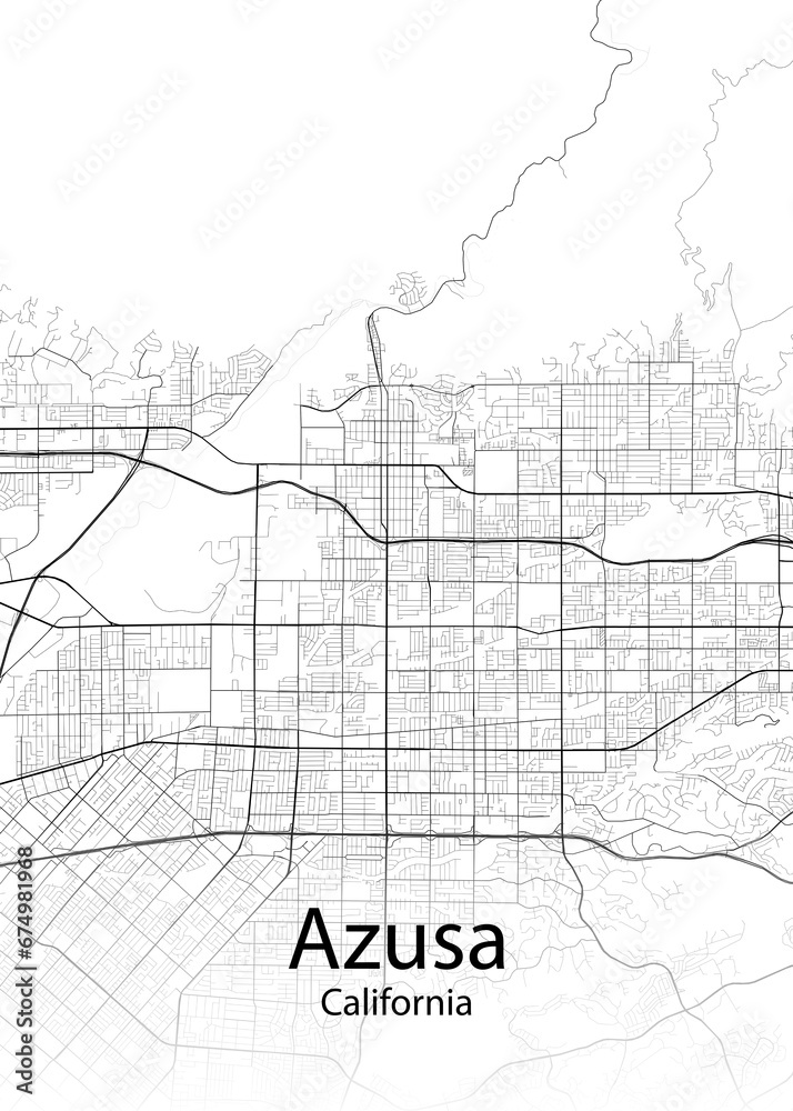Azusa California minimalist map