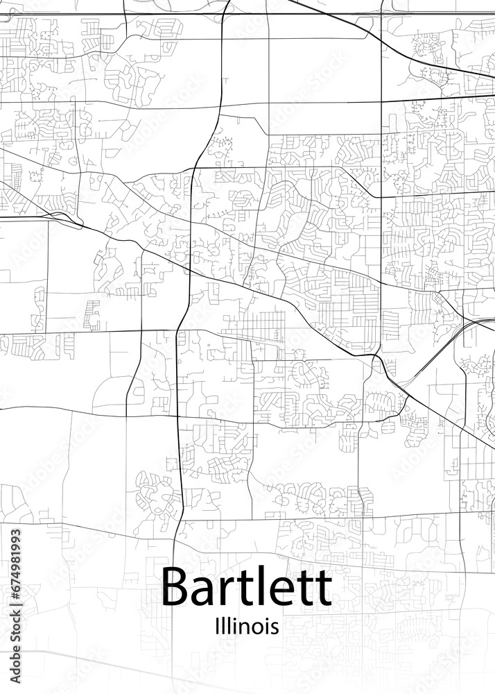 Bartlett Illinois minimalist map