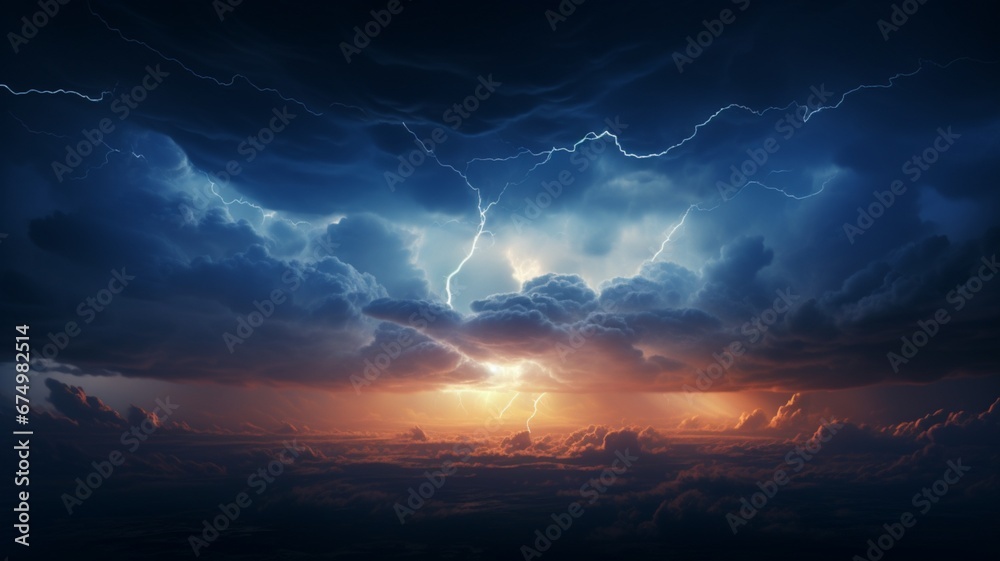 Amazing blue sky lightning high resolution beautiful photo Ai generated art illustration