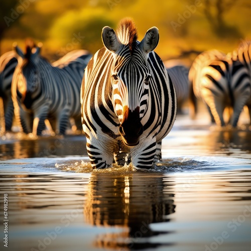 zebra in water.  Generative AI