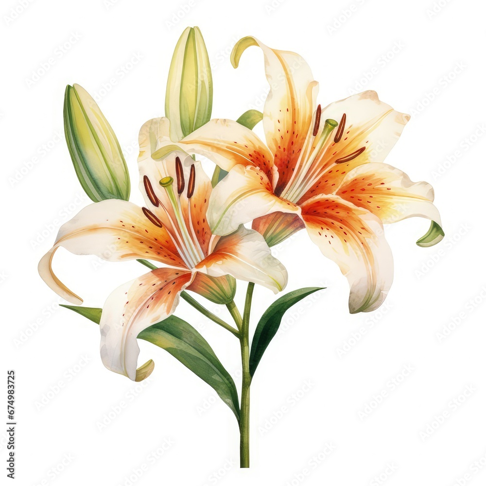 Obraz premium Orange lily isolated on white. Generative AI.