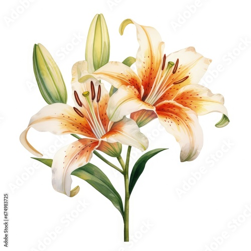 Orange lily isolated on white. Generative AI.