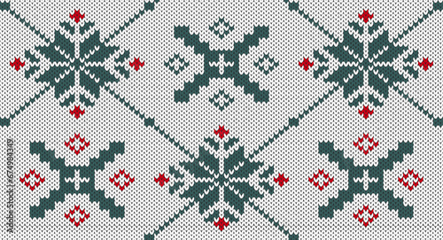 Christmas knitted pattern, Festive Sweater Design. Seamless Knitted Pattern.