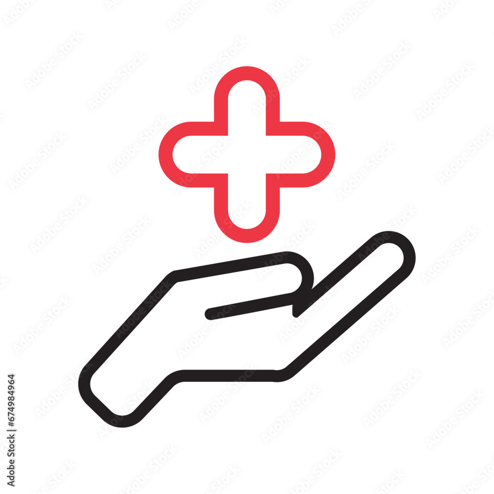 Outline of a hand holding a cross Medical icon Vector Outline of a hand holding a cross Medical icon Vector