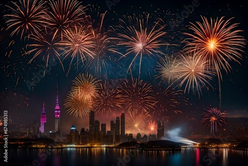 A New Year's greeting card featuring fireworks. © Tayyab
