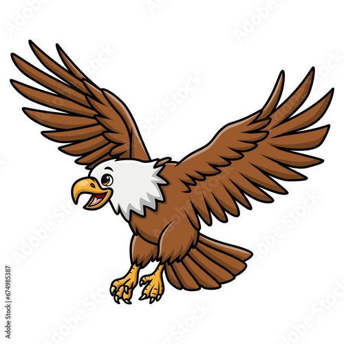 Cute eagle cartoon on white background