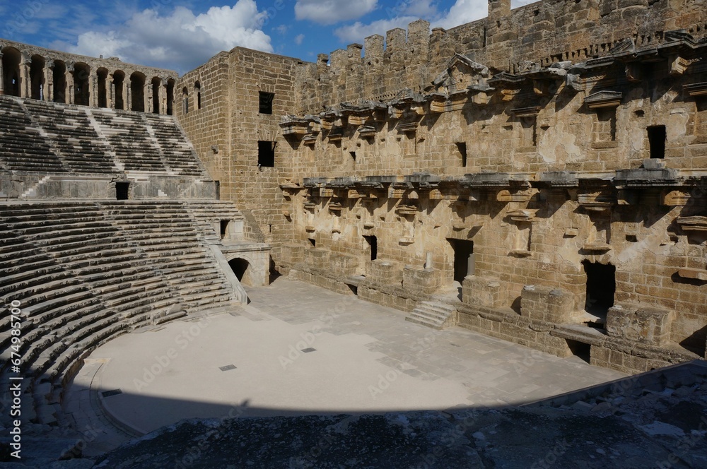Scenic view of the Ancient theater of Aspendos in Turkey