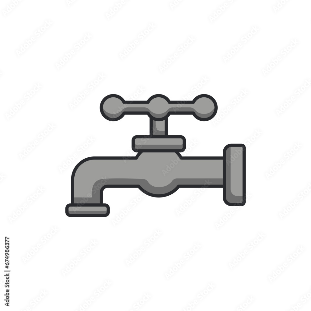 Faucet icon in flat style. Water tap vector illustration on white isolated background. Tap business concept. Faucet icon in flat style. Water tap vector illustration on white isolated background. Tap business concept.