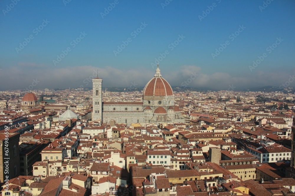 Aerial view of Florence from famous Piazzale Michelangelo, Italy