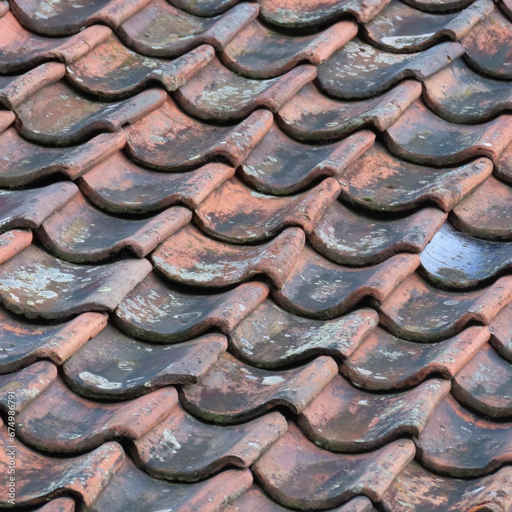 tiled roof with red tiles in a residential area of a house