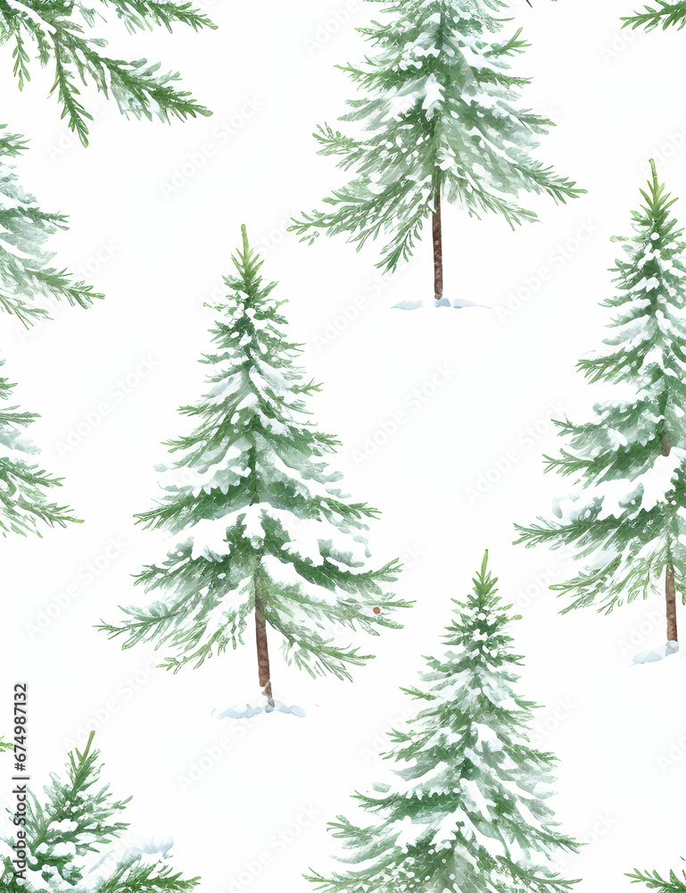 Obraz premium pine trees in a snowfall, winter, christmas