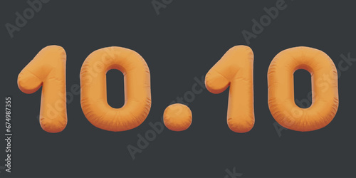 10.10 sale golden inflatable Helium foil numbers bread balloons style.