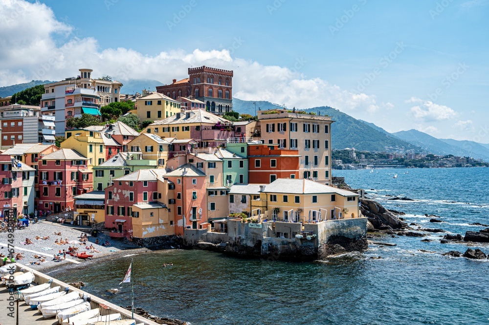 Picturesque view of the quaint coastal town of Boccadasse in Italy.