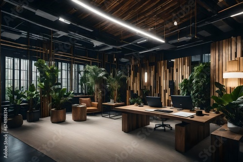 A global-inspired office with decor from various cultures.