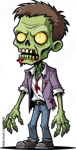 Vector illustration of a male zombie against a white backdrop.