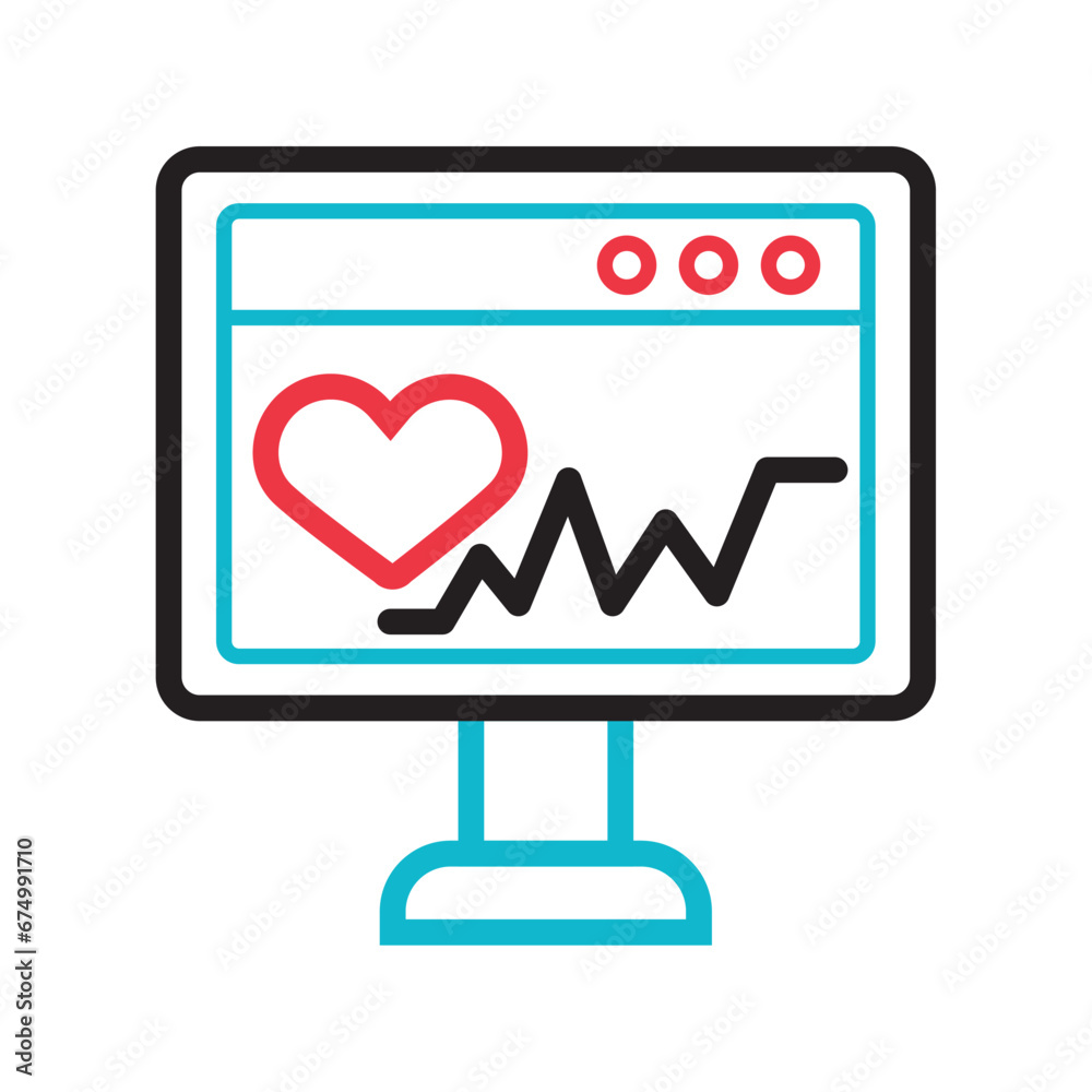 Outline of a screen with medical icons Vector Outline of a screen with medical icons Vector