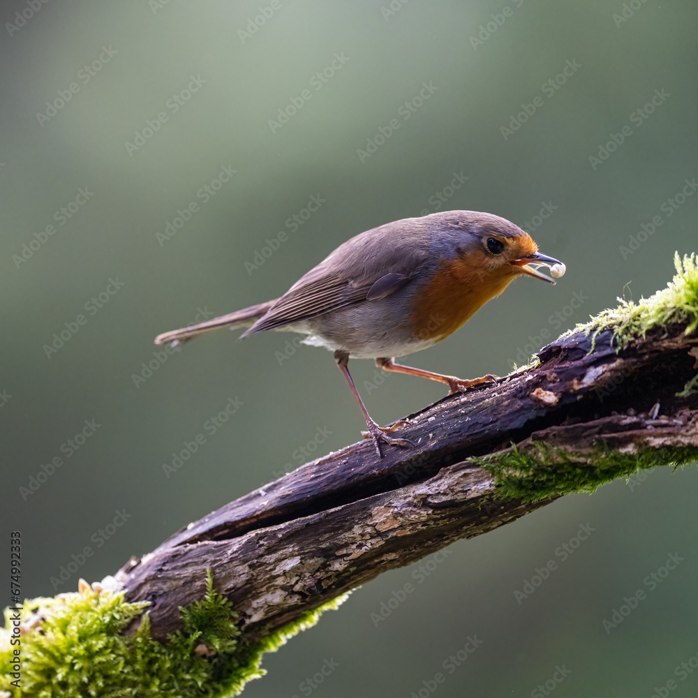 Fototapeta premium European robin (Erithacus rubecula) perched on a branch