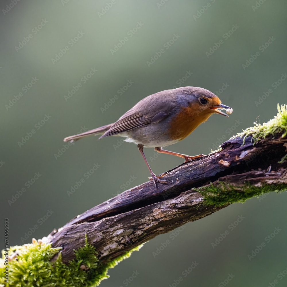 European robin (Erithacus rubecula) perched on a branch