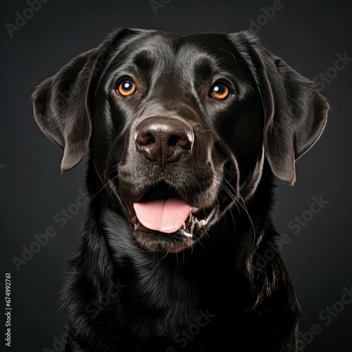 Black Labrador Retriever dog in a smiling face.Generative AI illustration © น้ำฝน สามารถ