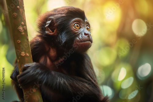 Inquisitive Howler Monkey in its Natural Habitat