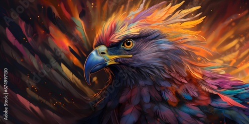 AI-generated illustration  of a majestic colorful eagle