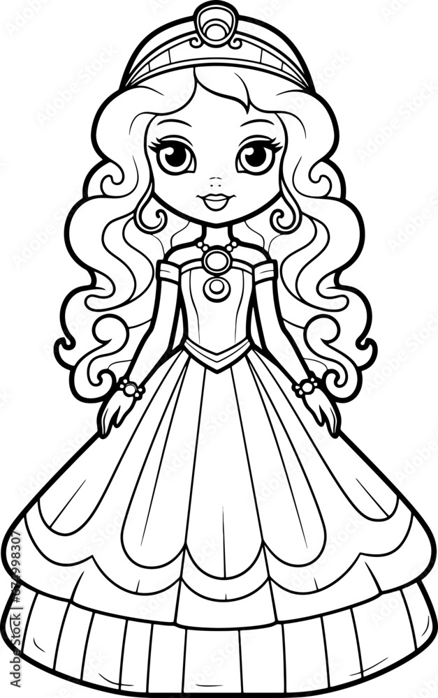 Cute princess outline drawing Cute princess outline drawing