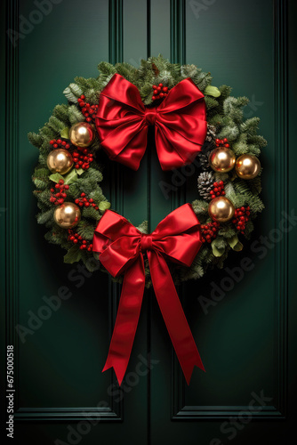 A Christmas wreath hanging ...