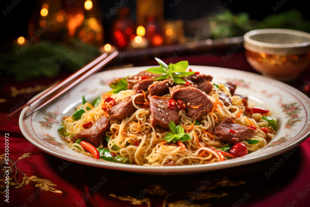 Beef Pan Fried Noodles christmas and new year chinese