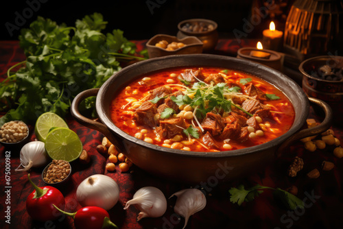 Pozole Rojo christmas and new year mexican recipes photo