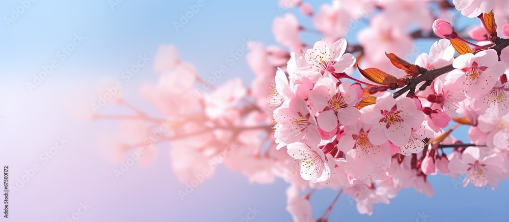 In the spring the beautiful cherry blossoms are a natural display of floral beauty with flowers blooming and filling the landscape with their vibrant colors