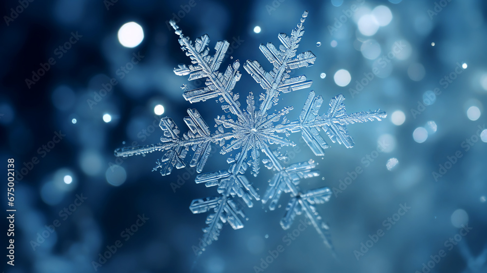 microscopic snowflake blue snow ice crystal