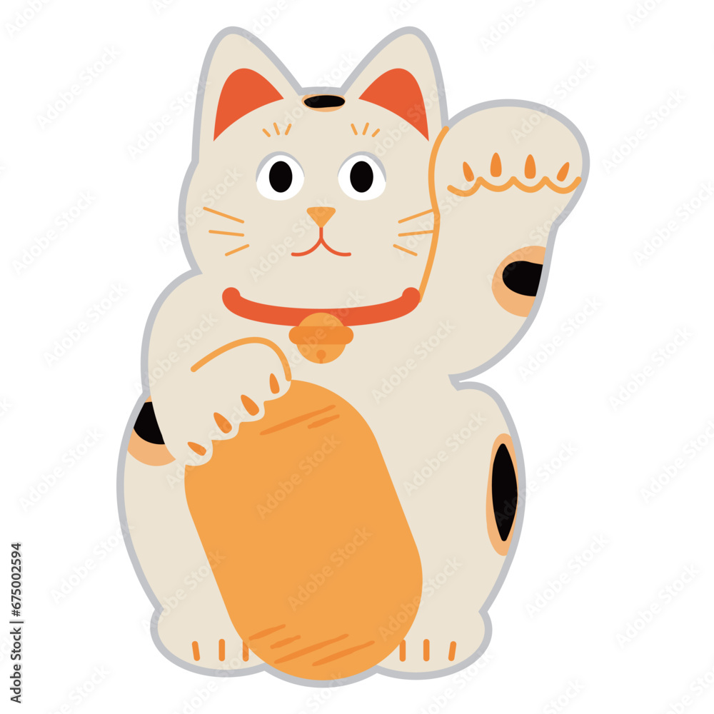 日本の招き猫 シンプルなイラスト素材 日本の招き猫 シンプルなイラスト素材