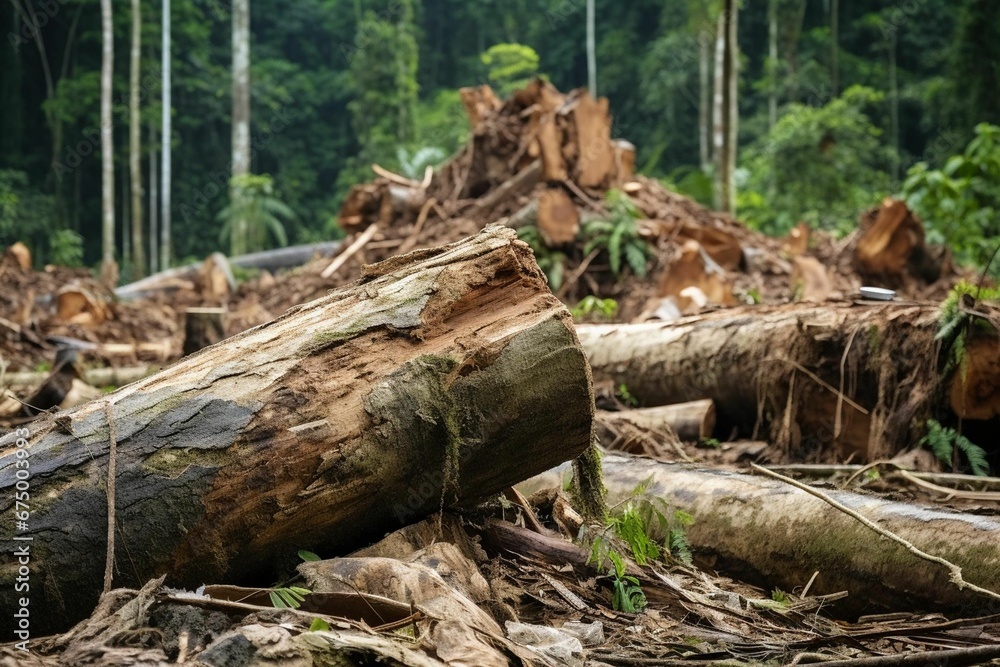 large logs lie on the ground of a forest area, and there are no trees large logs lie on the ground of a forest area, and there are no trees