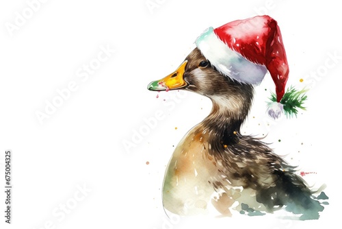 duck wearing christmas hat 