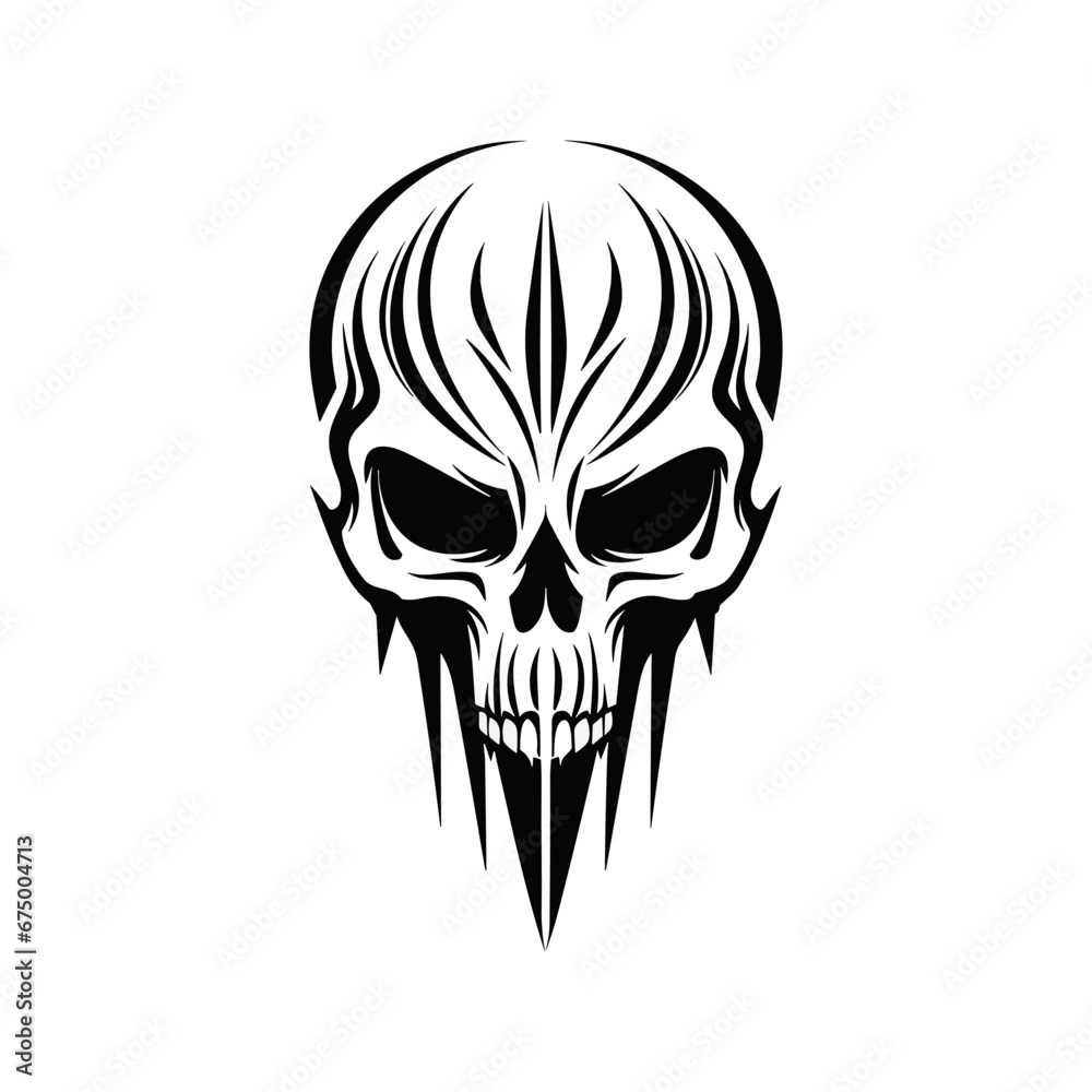Fototapeta premium Minimalist abstract skull with ornament.