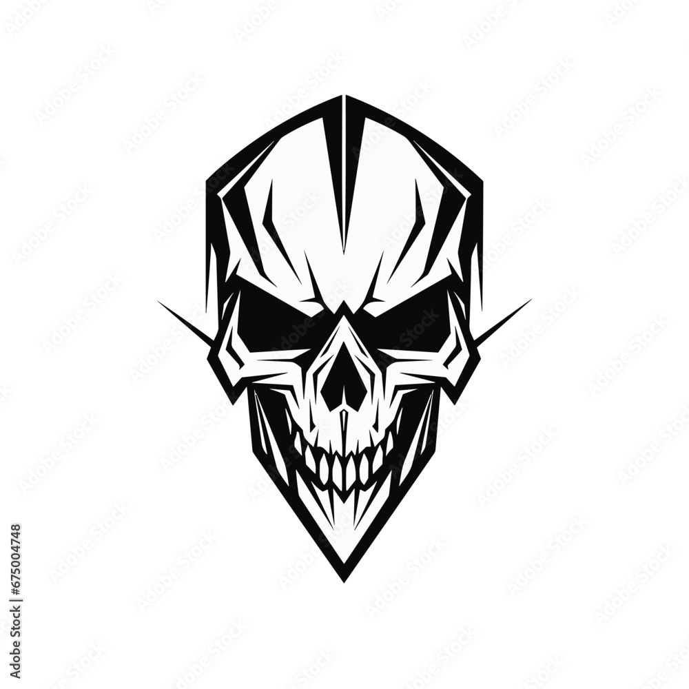 Minimalist abstract skull with ornament.