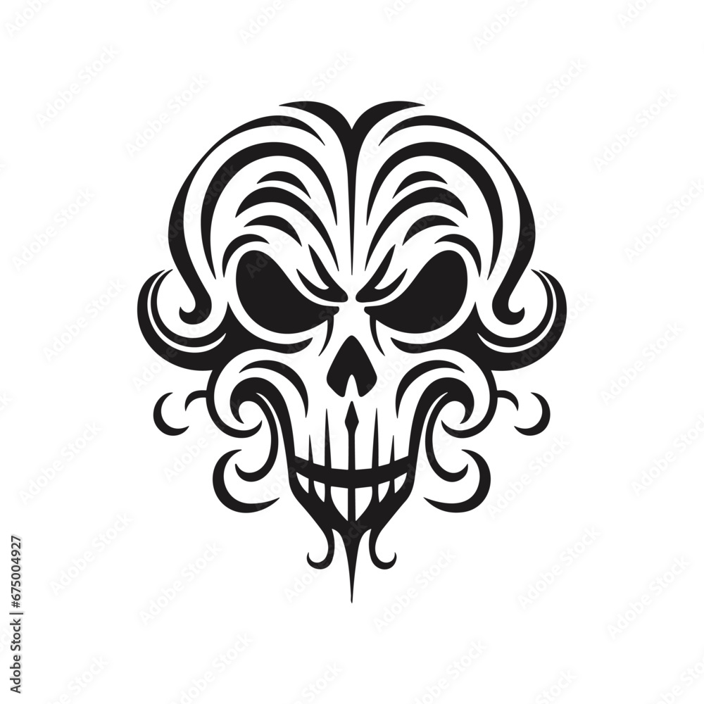 Minimalist abstract skull with ornament. Minimalist abstract skull with ornament.