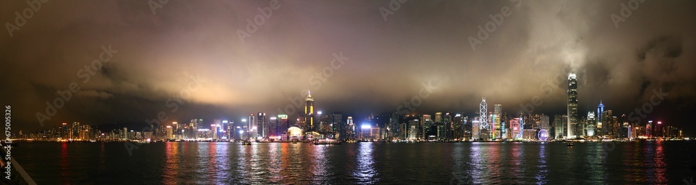 Skyline of Hong Kong at night.