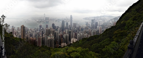 Photography Skyline of Hong Kong on a cloudy day.