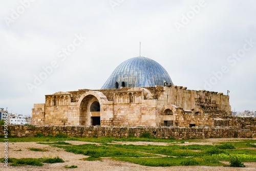 Umayyad Palace at the Amman Citadel in Jordan, Middle East against the cloudy sky photo