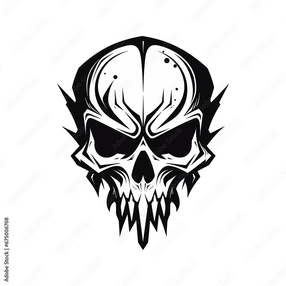 Fototapeta premium Minimalist abstract skull with ornament.