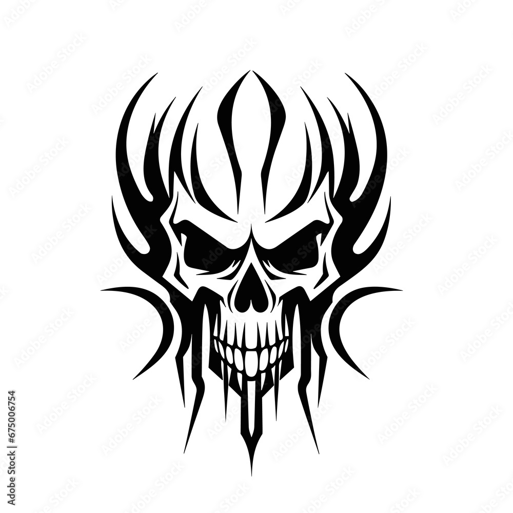 Fototapeta premium Minimalist abstract skull with ornament.