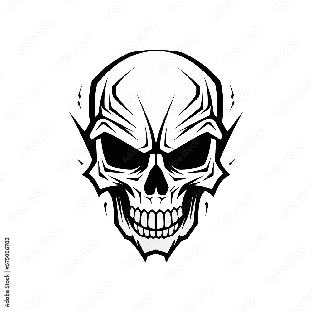 Minimalist abstract skull with ornament.
