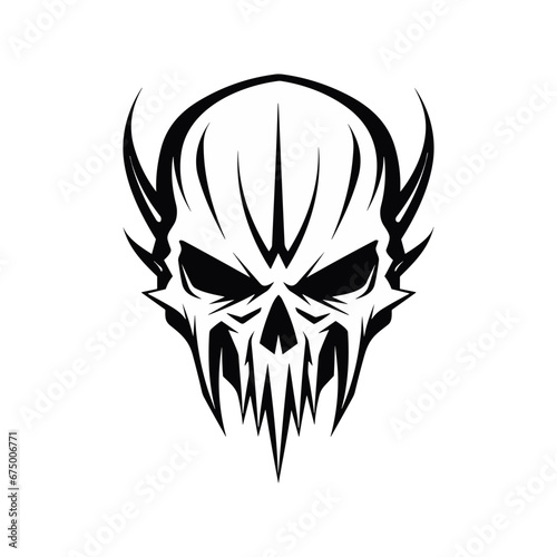 Minimalist abstract skull with ornament.